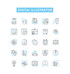 Digital Line Icons Set Digital