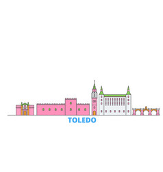 Spain Toledo Line Cityscape Flat Travel