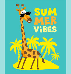 Summer Vibes - Funny Giraffe On Island