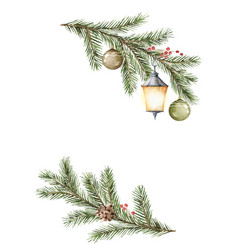 Christmas Spruce Branch With Lanterns