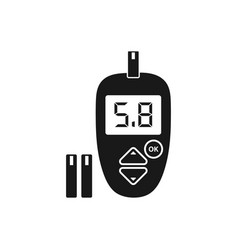 Digital Glucose Meter Icon With Strip Symbol