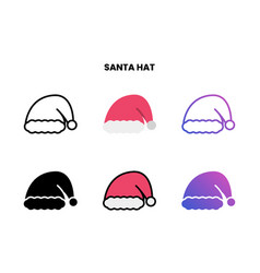 Santa Hat Icon With Different Style