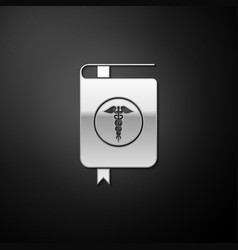 Silver Medical Book And Caduceus Medical Icon