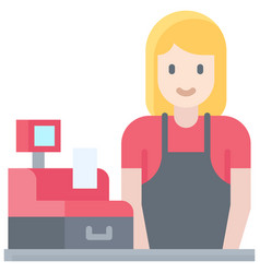 Female Cashier Icon Coffee Shop Related