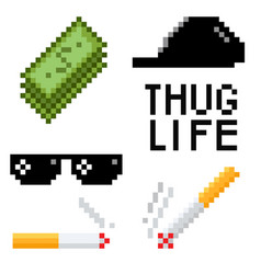 Flat Design Thug Life Sunglasses Element Set