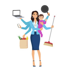 Multitask Woman Mother Businesswoman With Child