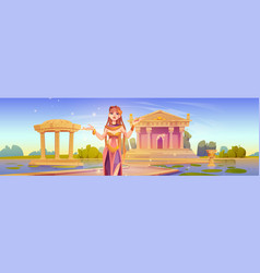 Ancient Greek Temple With Goddess Cartoon