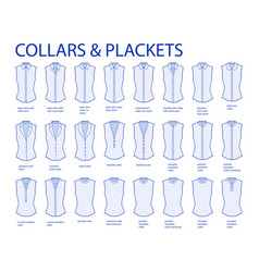 Set Of Necklines Of Collars And Plackets Stand