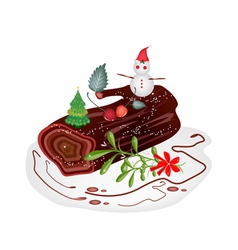 Traditional Christmas Cake Or Yule Log Cake