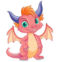 Cute Pink Dragon Cartoon Character Standing