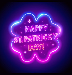 Happy St Patricks Day Neon Quatrefoil