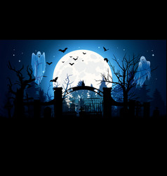 Haunted Graveyard In Forest Halloween Background