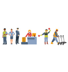 Airport Personnel Flat Characters Set