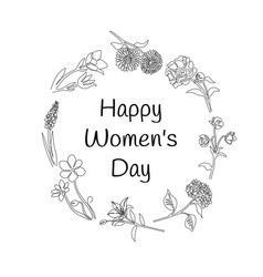 Happy Women S Day Flowers Line Drawing Botanical