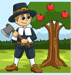 Thanksgiving Pilgrim Boy Cartoon