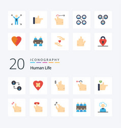 20 Human Flat Color Icon Pack Like Swipe Finger