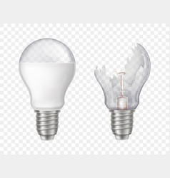 3d Realistic Electric Lightbulbs Broken Glass