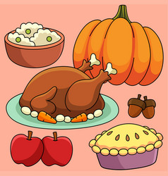 Thanksgiving Feast Colored Cartoon