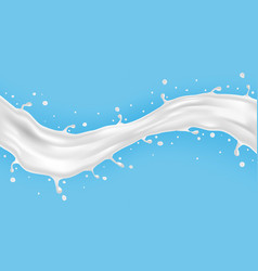 3d Realistic Milk Wave Isolated On Blue Background