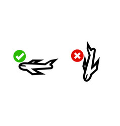 Check Mark Airplane And Cross Mark Air Plane Icons