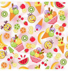 Funny Pattern With Ice Cream Emoji Kids