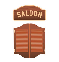 Saloon Vintage Wooden Sign And Doors Cowboy