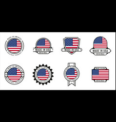 Set Of Made In America Logo Outline Template Icon