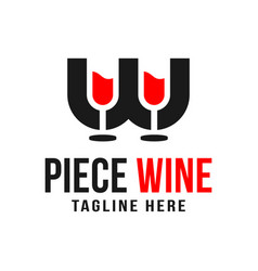 Two Glasses Wine Logo With Letter W