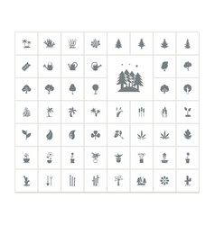 Plant Icon Set With Cactus Reed Tree Leaf