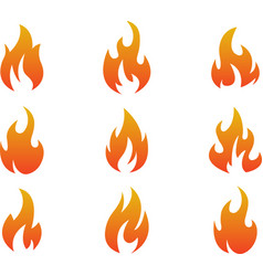 Fire Red Flames Icon Set