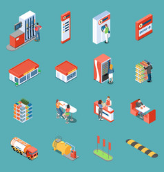 Gas Station Isometric Icons