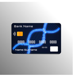 Credit Debit Card With Neon Spiral Of Dna