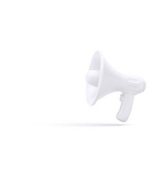 3d Realistic White Plastic Megaphone With Shadow