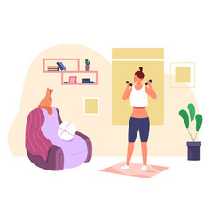 Home Exercise Concept Smiling Woman With