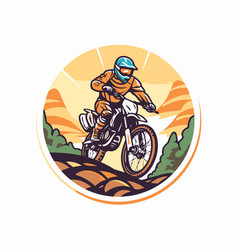 Mountain Biker On The Road Of A Motocross Rider