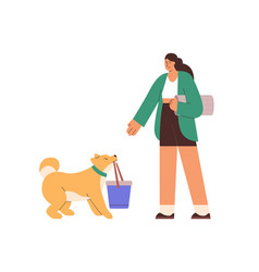 Person And Dog Get Ready To Go For Walk And Rest