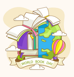 Hand Drawn World Book Day With Stack