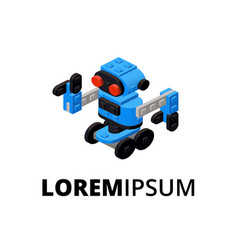 Logo With A Blue Robot Assembled From Plastic