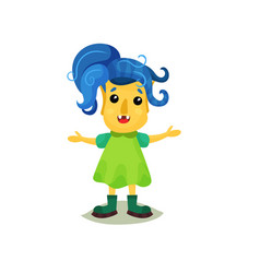 Lovely Girl Troll With Blue Hair And Yellow Skin