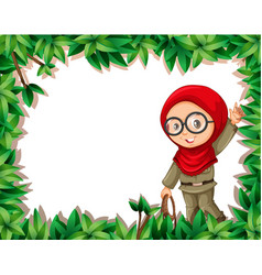 A Muslim Girl Scout On Nature Frame