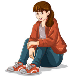 Happy Teen Cartoon Sitting On The Floor