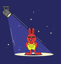 Cartoon Red Rabbit On The Stage In The Spotlight