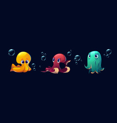 Cute Octopus Character Sea Baby Squid Cartoon