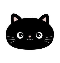 Black Cat Head Face Silhouette Round Icon Cute