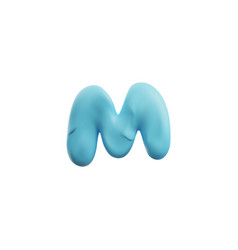 Cute Blue Letter M Plasticine Art Realistic 3d