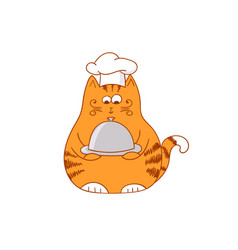 Cute Cat Cartoon Cook Chef Isolated On White