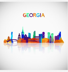 Georgia Skyline Silhouette In Colorful Geometric