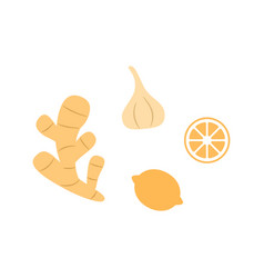 Natural Medicine Food Icons Ginger Garlic Lemon