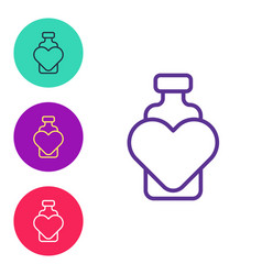 Set Line Bottle With Love Potion Icon Isolated On