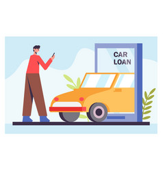 Young Male Take Picture Of Car Online Loan Via